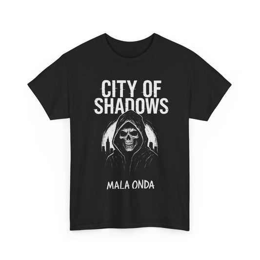 Gothic Graphic Tee, City of Shadows T-Shirt, Unisex Heavy Cotton Shirt, Dark Aesthetic Apparel, Halloween Costume Tee, Grunge Style Tee